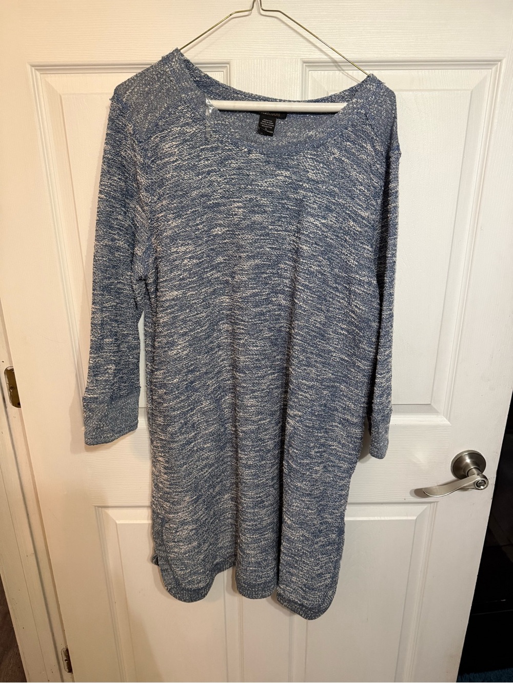 Robert Louis Blue Space-Dye Knit Long Sleeve Dress